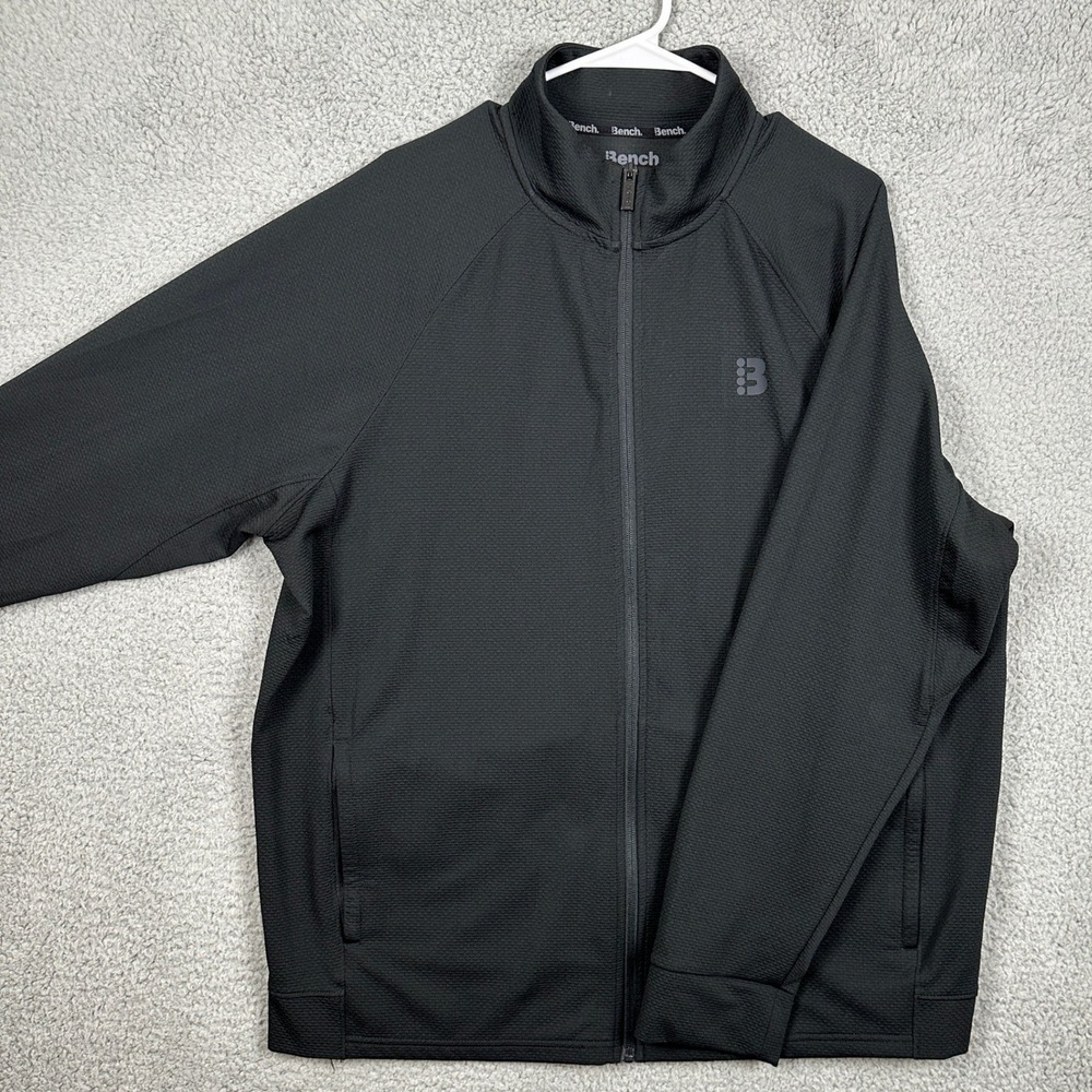 Bench Urbanwear Jacket Full Zip Mens XL Black Performance Wicking Stretch Logo